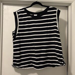 Black + White Striped Tank